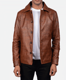 Waffle Brown Leather Jacket