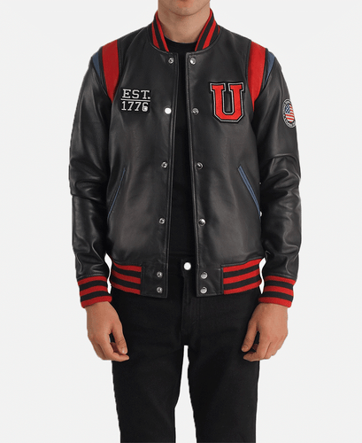 Liberte USA Black Leather Varsity Jacket