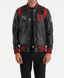 Liberte USA Black Leather Varsity Jacket